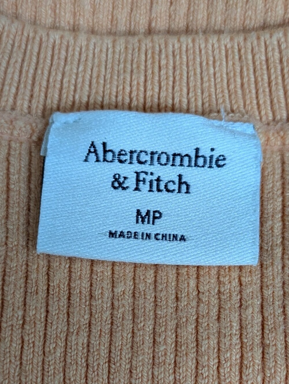 Abercrombie & Fitch Medium Petite Ribbed Side Cutout Midi Dress Peach Bodycon - Picture 8 of 8